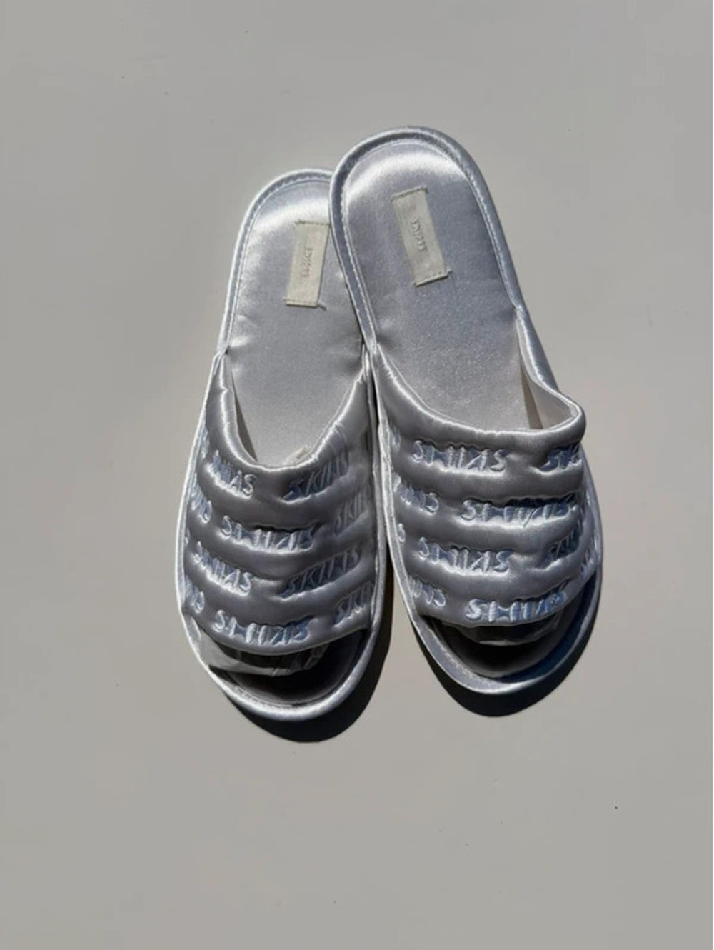 Brand new Skims white satin slip on slippers size 40
